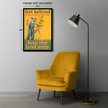 Load image into Gallery viewer, Digitally Restored and Enhanced 1918 Womens Land Army WWI Poster - Get Behind the Girl He Left Behind - World War I Home Front Propaganda - Archival Reproduction
