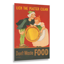 Load image into Gallery viewer, Digitally Restored and Enhanced 1944 Don't Waste Food World War II Conservation Poster - WWII Home Front Rationing Propaganda - Archival Reproduction
