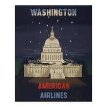 Cargar imagen en el visor de la galería, Digitally Restored and Enhanced 1950 Washington American Airlines Travel Poster - US Capitol Building - Mid-Century Domestic Aviation - Archival Print
