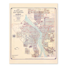 Load image into Gallery viewer, Digitally Restored and Enhanced 1889 Portland Oregon Map Print - Vintage Map of Portland East Portland &amp; Albina - Old Map of Portland Oregon Wall Art
