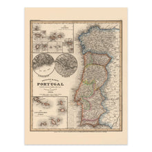 Load image into Gallery viewer, Digitally Restored and Enhanced 1844 Portugal Map Poster - Vintage Map of Portugal Poster - Neueste Karte Von Portugal Wall Art - Old Mapa de Portugal
