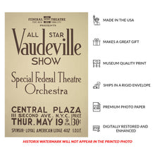 Load image into Gallery viewer, Digitally Restored and Enhanced 1934 New York City Vaudeville Show WPA Federal Art Project Theatre Poster - Depression Era Art Deco - Archival Reproduction

