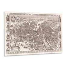 Load image into Gallery viewer, 1618 Paris France Map Poster - Vintage Bird&#39;s Eye View Map of Paris France by Claes Jansz Visscher - Old Paris Map Print
