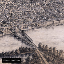 Load image into Gallery viewer, Digitally Restored and Enhanced 1867 Peoria Illinois Map Poster - Old Bird&#39;s Eye View Map of Peoria Illinois Poster - Vintage Peoria IL Wall Art Print
