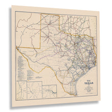 Load image into Gallery viewer, Vintage 1926 Texas Map Poster - Vintage Railroad Map of Texas Poster - Old Map of Texas Wall Art - Historic Texas Road Map Print
