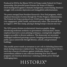 Load image into Gallery viewer, Digitally Restored and Enhanced 1936 Democracy A Challenge Statue of Liberty WPA Federal Art Project Poster - Depression Era Art Deco - Archival Reproduction
