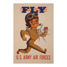 Load image into Gallery viewer, Digitally Restored and Enhanced 1942 Fly US Army Air Forces WWII Recruitment Poster - World War II Military Propaganda - Archival Reproduction
