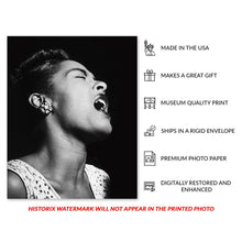 Load image into Gallery viewer, Digitally Restored and Enhanced 1947 Billie Holiday Photo Print - Vintage Photo of Billie Holiday Poster - Lady Day Billie Holiday Print Photo Wall Art
