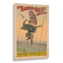 Load image into Gallery viewer, Digitally Restored and Enhanced 1898 Barnum &amp; Bailey Circus Poster - Japanese Slide for Life Daredevil Act - Victorian Aerialist - Archival Print
