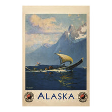 Load image into Gallery viewer, 1920 Alaska Northern Pacific Railroad Travel Poster - Vintage Native Potlatch Tourism - Pacific Northwest Railway Art - Archival Reproduction

