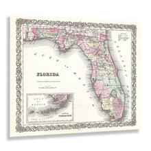 Load image into Gallery viewer, Digitally Restored and Enhanced 1855 Florida Map Poster - Vintage Florida Map Wall Art Print - History Map of Florida Poster - Old Map of Florida Wall Art
