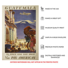 Cargar imagen en el visor de la galería, Digitally Restored and Enhanced 1938 Guatemala Vintage Airline Travel Poster - Golden Age Central America Aviation - Museum-Quality Print
