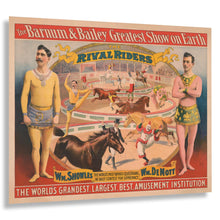 Load image into Gallery viewer, Digitally Restored and Enhanced 1895 Barnum &amp; Bailey Circus Poster - Rival Riders Equestrian Act - Gilded Age Horsemanship - Archival Print
