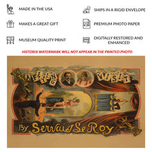 Load image into Gallery viewer, Digitally Restored and Enhanced 1890 Servais Le Roy Magician Poster - A Flying Visit Levitation - Victorian Vaudeville Theater - Archival Print
