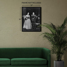 Load image into Gallery viewer, Digitally Restored and Enhanced 1957 Les Paul &amp; Mary Ford Photo Print - Vintage Portrait Photo of Les Paul and Mary Ford Playing Guitar Poster
