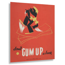 Cargar imagen en el visor de la galería, Digitally Restored and Enhanced 1936 Chicago Don't Gum Up a Book WPA Federal Art Project Library Poster - Depression Era Art Deco - Archival Reproduction
