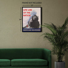 Cargar imagen en el visor de la galería, Digitally Restored and Enhanced 1942 Life-Line of the Nation American Railroads WWII Poster - World War II Home Front Propaganda - Archival Reproduction
