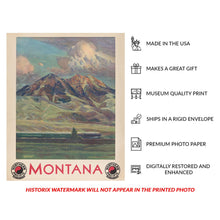 Cargar imagen en el visor de la galería, Digitally Restored and Enhanced 1920 Montana Railroad Travel Poster - Vintage Steam Train Absaroka Mountains - American Railway Tourism Art - Museum-Quality Print
