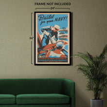 Load image into Gallery viewer, Digitally Restored and Enhanced 1941 Build for Your Navy Seabees WWII WPA Federal Art Project Recruitment Poster - World War II Military Propaganda - Archival Reproduction

