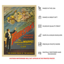 Load image into Gallery viewer, 1925 Thurston Magician Poster - Vanishing Whippet Automobile - Jazz Age Vaudeville Theater Magic - Archival Print
