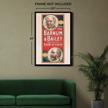 Load image into Gallery viewer, Digitally Restored and Enhanced 1890 Barnum &amp; Bailey Circus Poster - P.T. Barnum and James Bailey Portrait - Gilded Age Showmen - Archival Print
