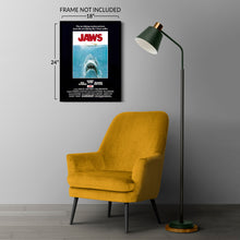 Load image into Gallery viewer, Digitally Restored and Enhanced 1975 Jaws Movie Poster Matte - Vintage Movie Poster of Box Office Movie Jaws Print Wall Art - Jaws Movie Memorabilia Poster
