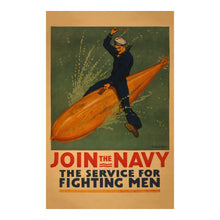 Cargar imagen en el visor de la galería, 1917 Join the Navy Fighting Men WWI Recruitment Poster - World War I Military Propaganda - Archival Reproduction

