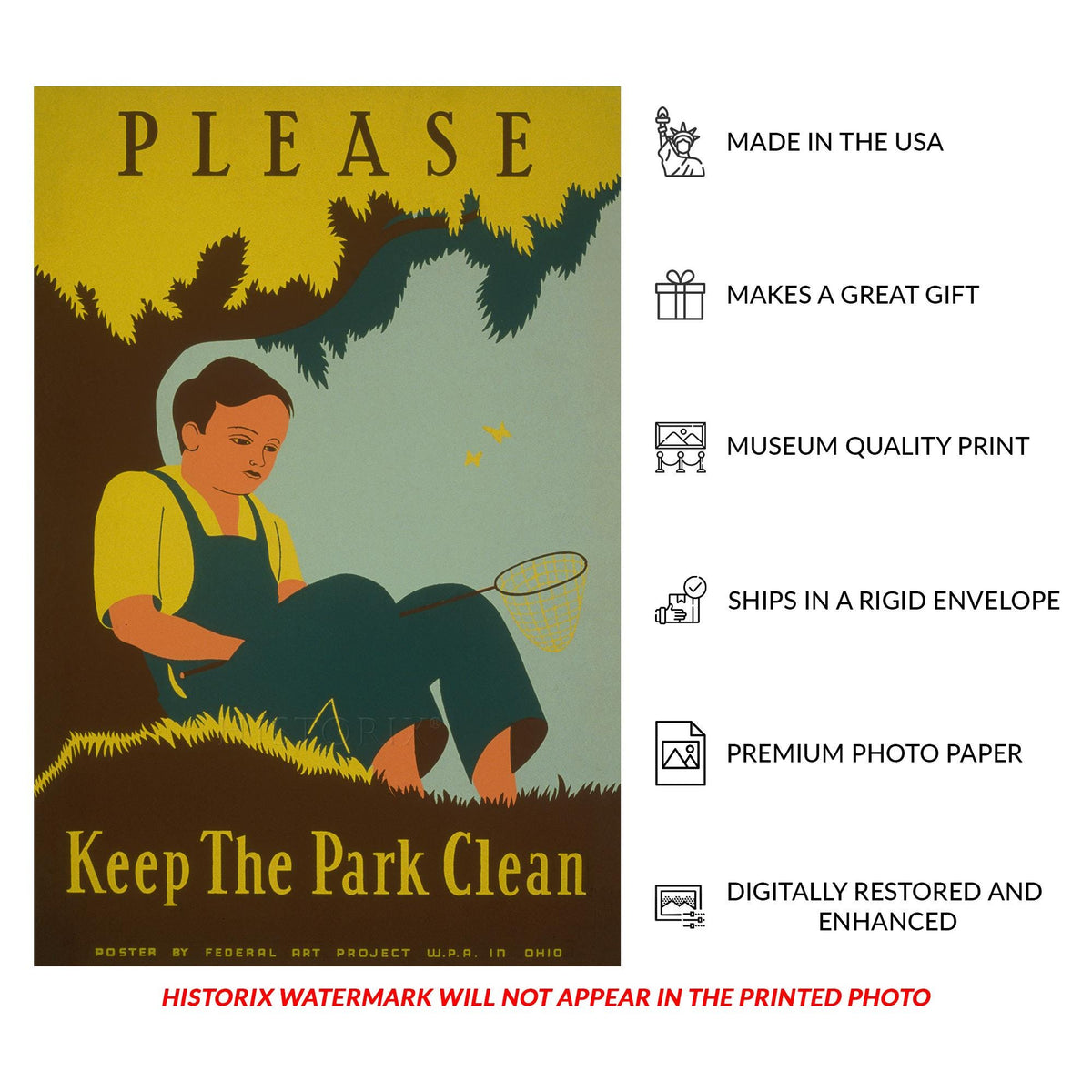 1938 Keep the Park Clean Ohio State Parks WPA Federal Art Project ...