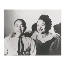 Load image into Gallery viewer, Digitally Restored and Enhanced 1950 Emmett Till Photo Print - Vintage Photo of Emmett Till &amp; Mamie Till Wall Art Print - Old Photo of Emmett Till Poster
