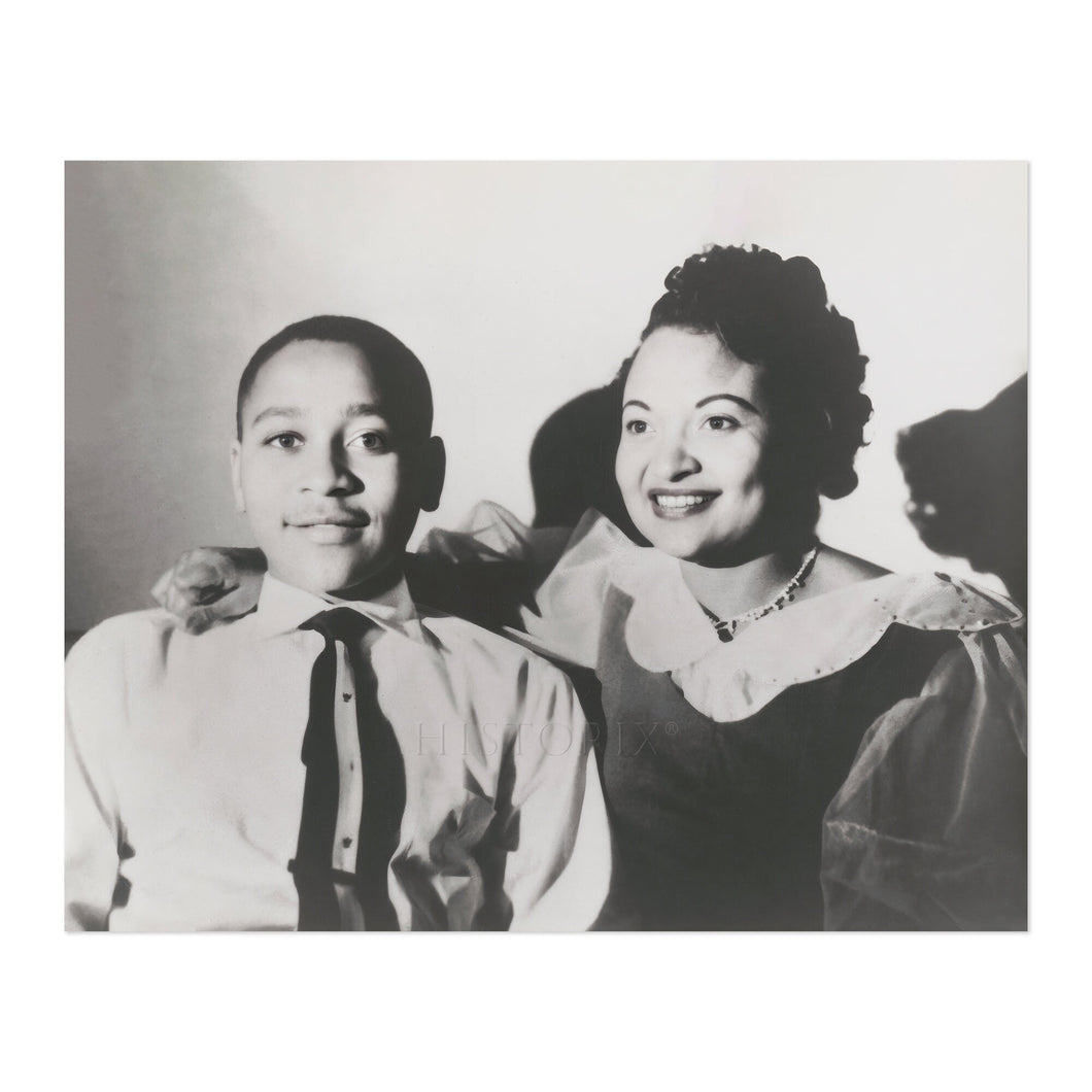 Digitally Restored and Enhanced 1950 Emmett Till Photo Print - Vintage Photo of Emmett Till & Mamie Till Wall Art Print - Old Photo of Emmett Till Poster