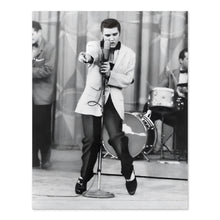 Load image into Gallery viewer, Digitally Restored and Enhanced 1956 Elvis Presley Photo Print - Vintage Photo of King of Rock and Roll Elvis Presley Poster Wall Art Performing on Stage 
