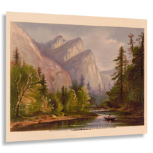 Load image into Gallery viewer, Digitally Restored and Enhanced 1871 Yosemite Three Brothers Landscape Art Print - California Mountain Peaks Scenery - Museum-Quality Print
