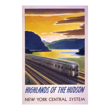 Load image into Gallery viewer, Digitally Restored and Enhanced 1940 Hudson Highlands New York Central Railroad Poster - Vintage Train Travel Tourism - American Railway Scenic Art - Archival Reproduction
