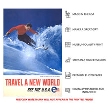Load image into Gallery viewer, Digitally Restored and Enhanced 1962 Skiing at Aspen Colorado Winter Resort Travel Poster - Mid-Century Winter Sports Tourism - Archival Reproduction
