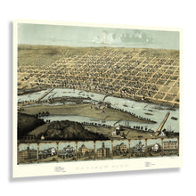 Load image into Gallery viewer, Digitally Restored and Enhanced 1867 Saginaw City Michigan Map Poster - Bird&#39;s Eye View of Saginaw Michigan Wall Art Print - Vintage Michigan Map History
