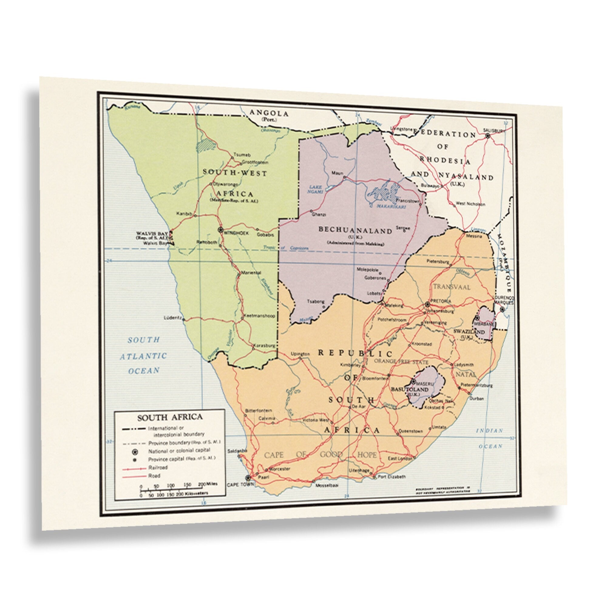 1963 South Africa Map Print - Vintage Map of South Africa Wall Art - Old  Map of The Republic of South Africa Poster, image size:2000x2000