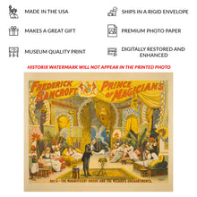 Load image into Gallery viewer, Digitally Restored and Enhanced 1895 Frederick Bancroft Prince of Magicians Poster - Victorian Stage Magic - Gilded Age Vaudeville - Archival Print
