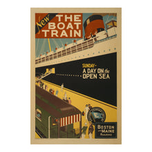 Cargar imagen en el visor de la galería, Digitally Restored and Enhanced 
1925 Sunday Boat Train Day on Open Sea Excursion Poster - Golden Age of Rail Tourism - Archival Reproduction
