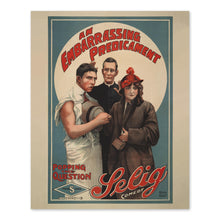 Load image into Gallery viewer, Digitally Restored and Enhanced 1914 An Embarrassing Predicament Silent Film Poster - Early Cinema Comedy Entertainment - Theatrical Advertisement - Archival Print
