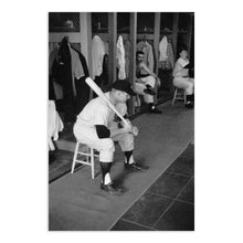 Load image into Gallery viewer, Digitally Restored and Enhanced 1956 Mickey Mantle Photo Print - Old Photo of New York Yankees Player Mickey Mantle Sitting in Locker Room Wall Art Poster
