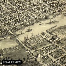 Load image into Gallery viewer, Digitally Restored and Enhanced 1887 Bay City Michigan Map Print - Old Map of Bay City Portsmouth Wenona and Salzburg Bay County Michigan Wall Art Poster
