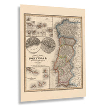 Load image into Gallery viewer, Digitally Restored and Enhanced 1844 Portugal Map Poster - Vintage Map of Portugal Poster - Neueste Karte Von Portugal Wall Art - Old Mapa de Portugal
