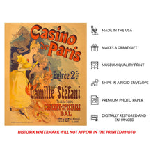 Cargar imagen en el visor de la galería, Digitally Restored and Enhanced 1891 Casino de Paris French Cabaret Poster - Belle Époque Music Hall Entertainment - Vintage Paris Nightlife - Museum-Quality Print
