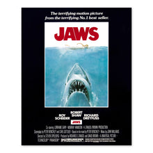 Load image into Gallery viewer, Digitally Restored and Enhanced 1975 Jaws Movie Poster Matte - Vintage Movie Poster of Box Office Movie Jaws Print Wall Art - Jaws Movie Memorabilia Poster
