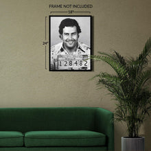 Load image into Gallery viewer, Digitally Restored and Enhanced 1976 Pablo Escobar Photo Print - Vintage Photo of Pablo Escobar Mugshot Poster Wall Art - Old Photo of Pablo Escobar Poster
