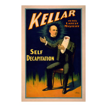 Load image into Gallery viewer, Digitally Restored and Enhanced 1898 Kellar Magician Poster - Self Decapitation Illusion - Victorian Vaudeville Theater Magic - Archival Print

