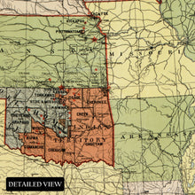 Cargar imagen en el visor de la galería, Digitally Restored and Enhanced 1892 Indian Reservations Map Poster - Old Map of Indian Reservations Within the Limits of the United States Wall Art Print
