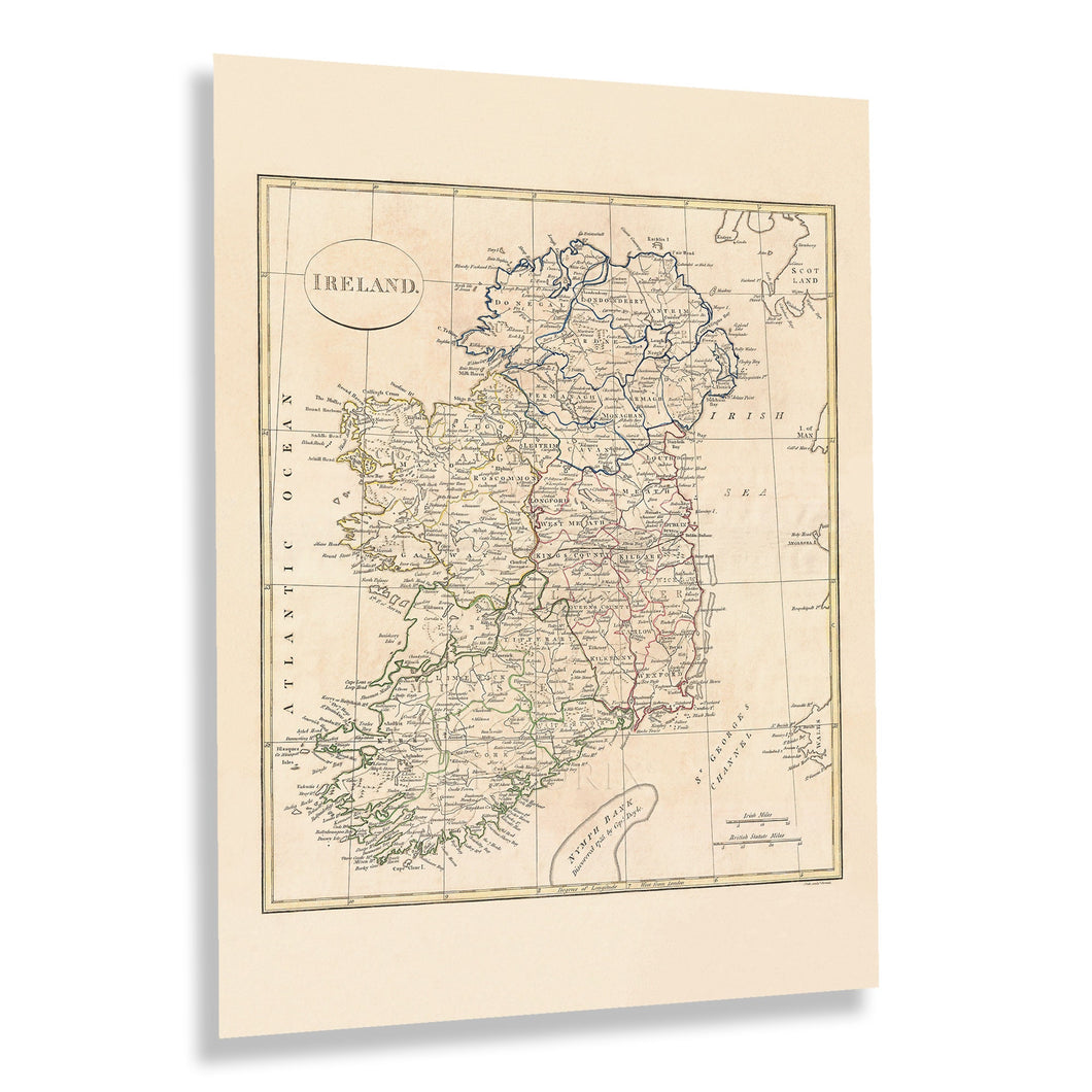 Digitally Restored and Enhanced 1799 Ireland Map Poster - Vintage Map of Ireland Wall Art - Historic Poster Map of Ireland - Old Map of Ireland Print