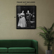 Load image into Gallery viewer, Digitally Restored and Enhanced 1957 Les Paul &amp; Mary Ford Photo Print - Vintage Portrait Photo of Les Paul and Mary Ford Playing Guitar Poster
