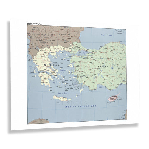 Digitally Restored and Enhanced 2006 Aegean Sea Region Map Poster - Print Map of The Aegean Sea Region - Aegean Sea Region Map of The Mediterranean Sea Wall Art